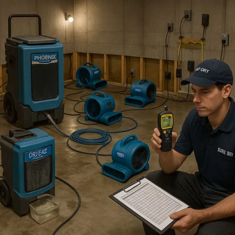 Structural Drying and Dehumidification process in Stallings, NC
